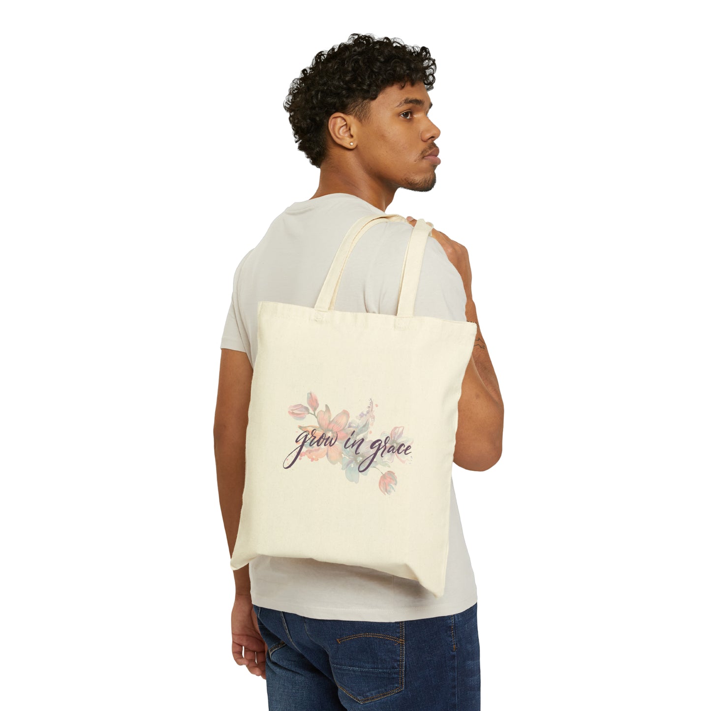 Grow in Grace - Cotton Canvas Tote Bag