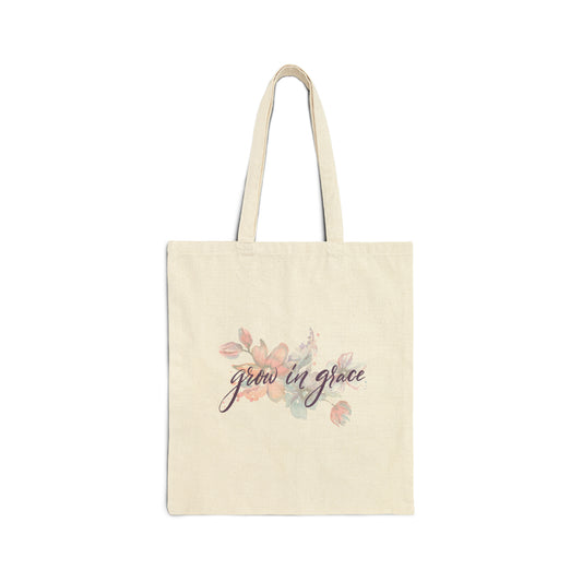 Grow in Grace - Cotton Canvas Tote Bag