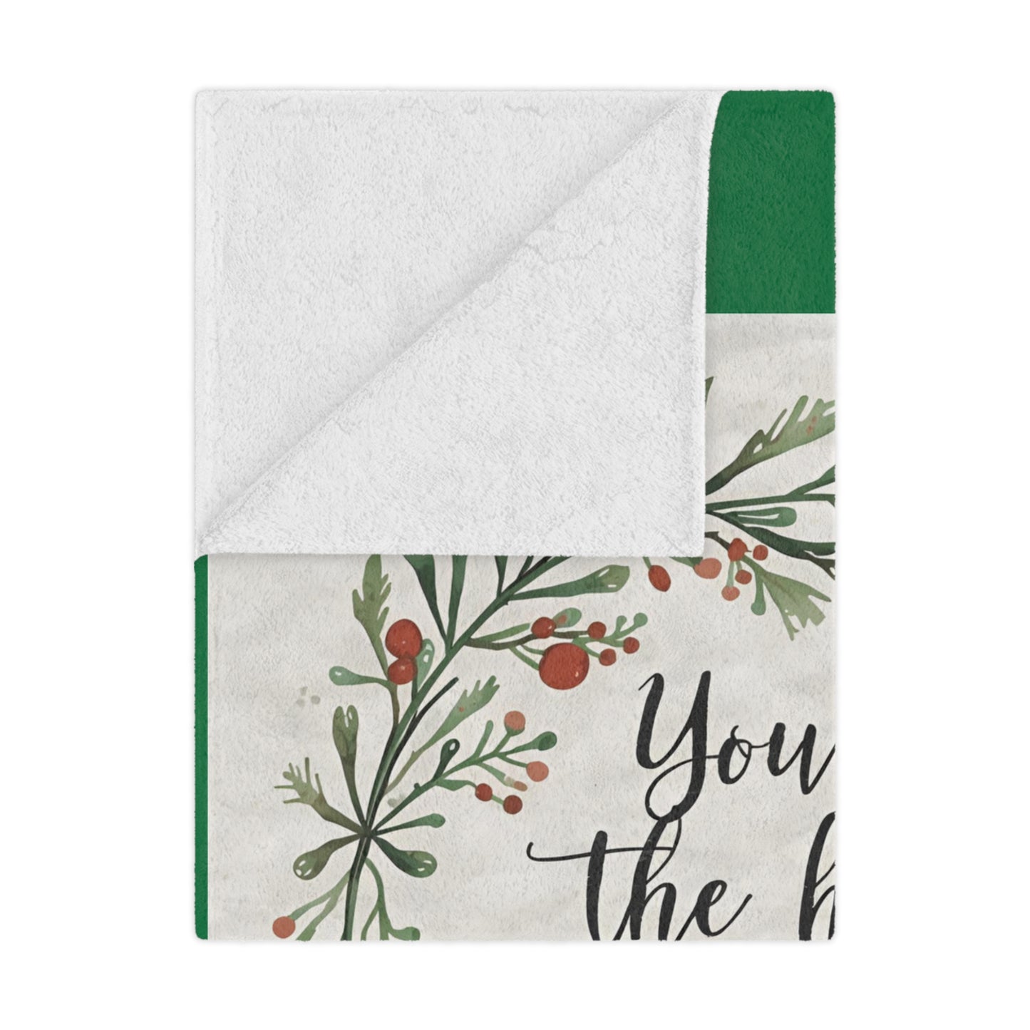 Minky Blanket — "You’re the hush between snowflakes" Christmas Throw Blanket with Holiday Wreath Design