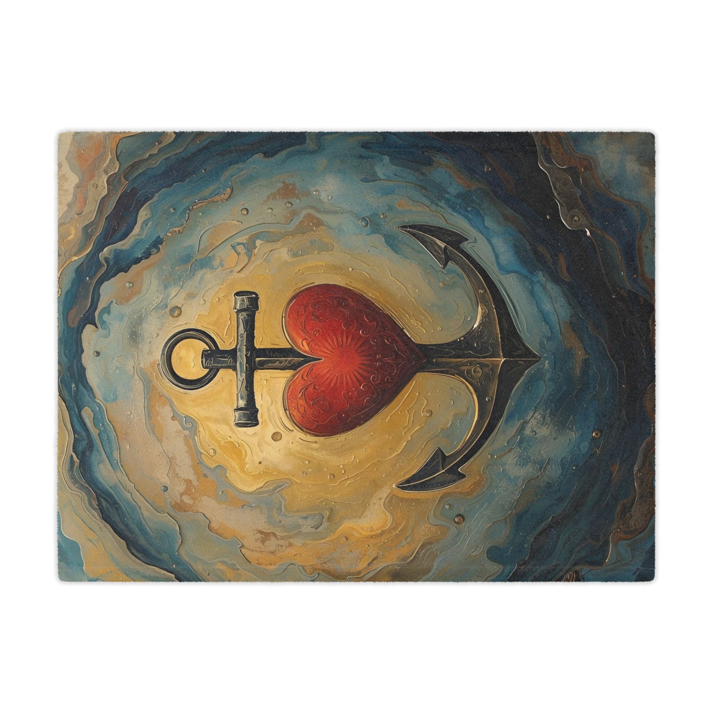 Nautical Love Minky Blanket | Cozy Decorative Throw | Heart Anchor Design | Perfect for Gifts, Home Decor, Baby Showers, or Nautical Themes