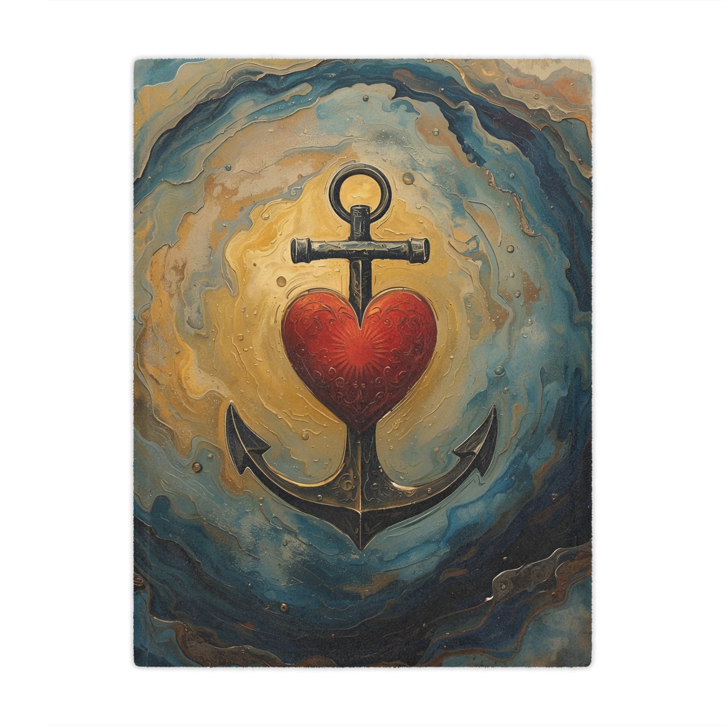 Nautical Love Minky Blanket | Cozy Decorative Throw | Heart Anchor Design | Perfect for Gifts, Home Decor, Baby Showers, or Nautical Themes